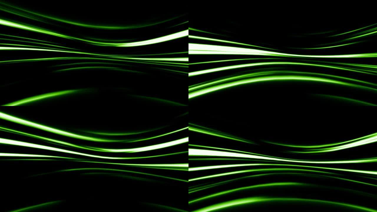 黑色背景上的抽象绿线
