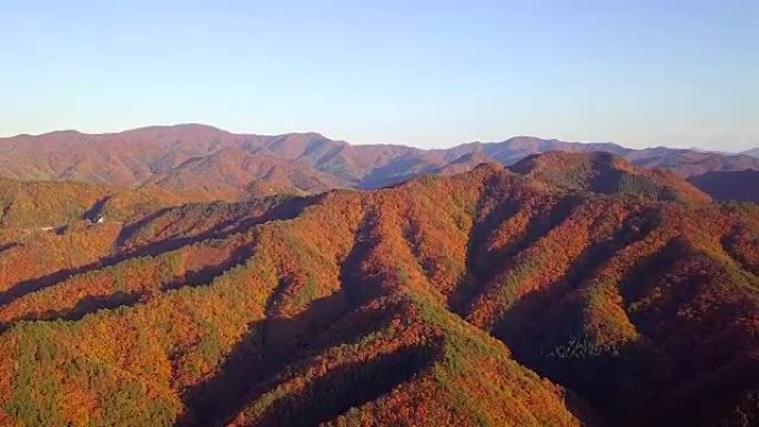 韩国山区的秋景