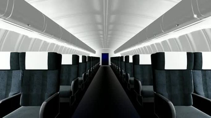 商用客机内部内部穿梭整洁简洁现代构造