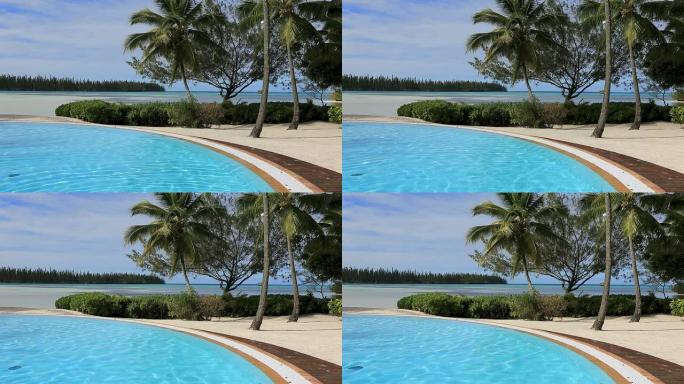 热带度假酒店的户外无限游泳池