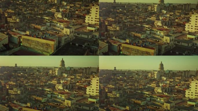 日出时哈瓦那中心的电影倾斜视频