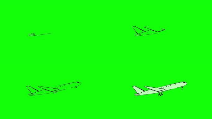 缓慢出现的白色飞机动画