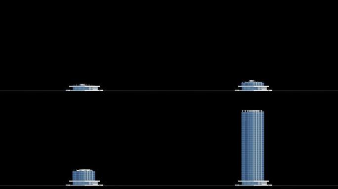 Skyscraper Building Process in Time-lapse on Black