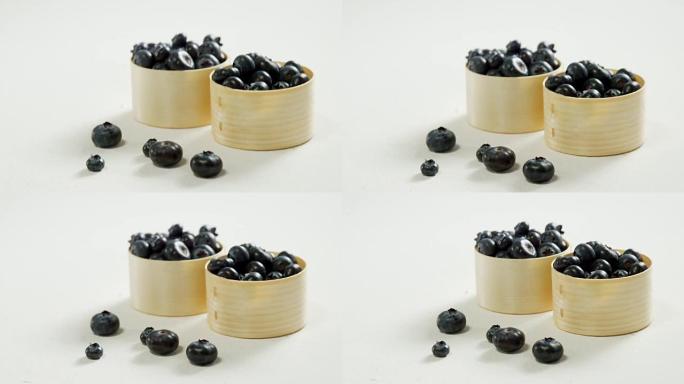 碗中的蓝莓放在白色背景4K 4k