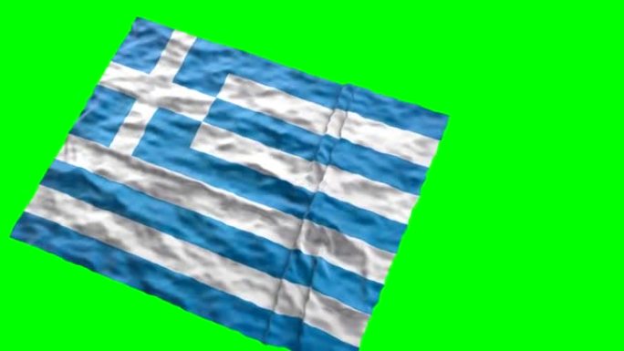 希腊体育场国旗。在绿色屏幕上挥手