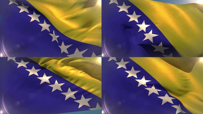 挥舞着大波斯尼亚国旗