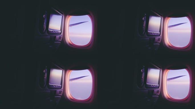 飞行过程中的飞机窗口视图