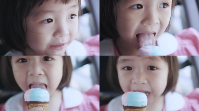 吃冰淇淋的爆头小女孩