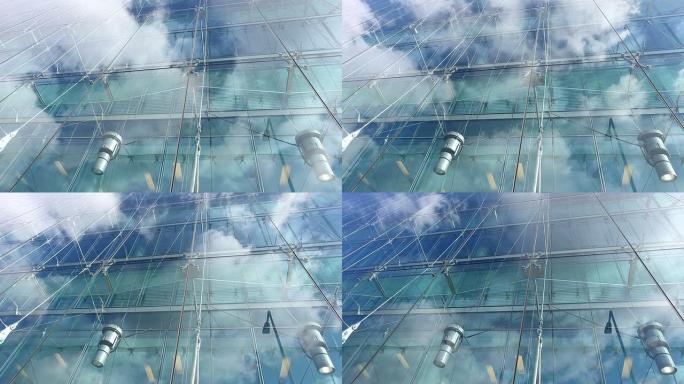 摩天大楼的镜像正面-延时