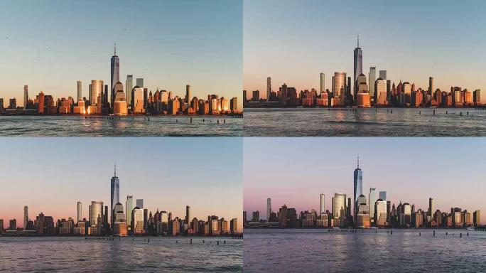 从日落到黄昏，曼哈顿的T/L TD蓝色小时/纽约