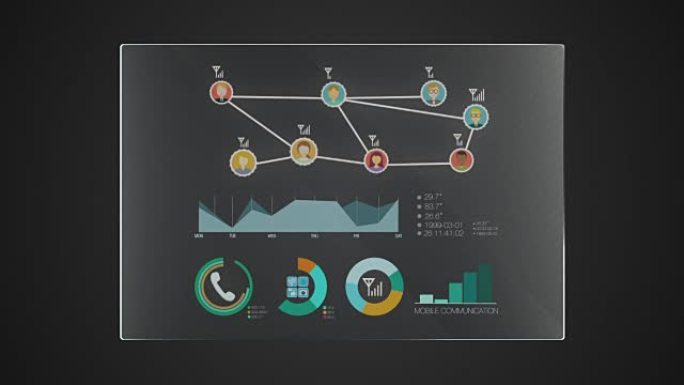 信息图形技术面板 “电话” 用户界面数字显示