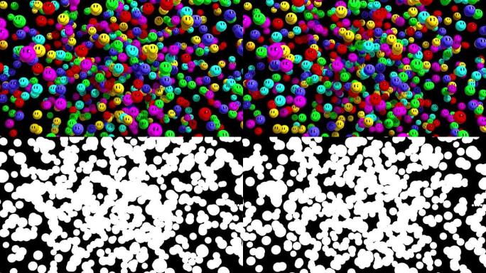 4K.多色笑脸图标爆炸与阿尔法哑光。