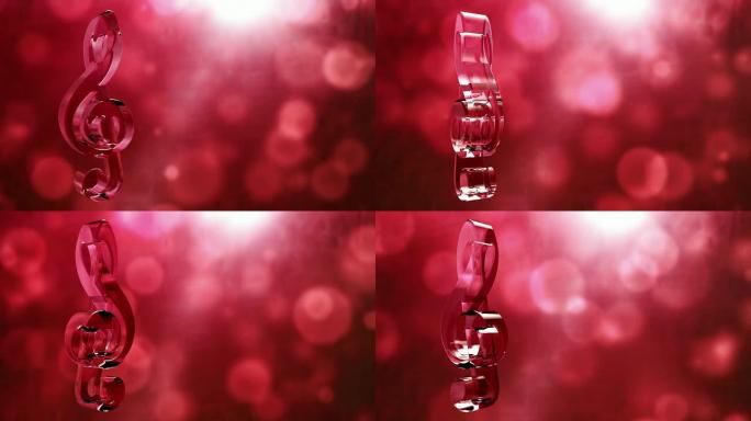 玻璃音乐符号旋转背景循环-纹理红色HD