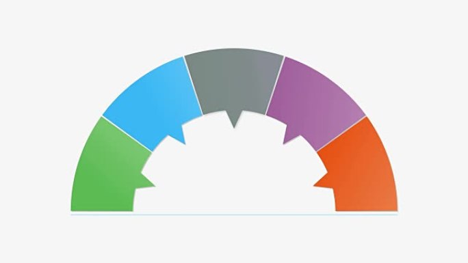 五扇形矩形解决方案盒动画，演示动画模板