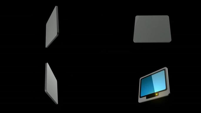 黑色背景下的技术计算机显示器