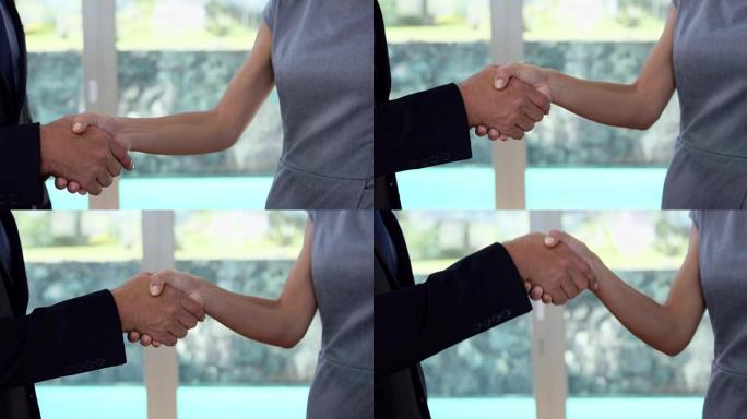 男人和女人握手