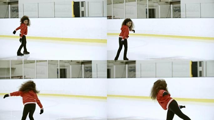 掌握花样滑冰技巧的女孩