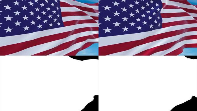 美国国旗在风中缓缓飘扬。详细的织物纹理