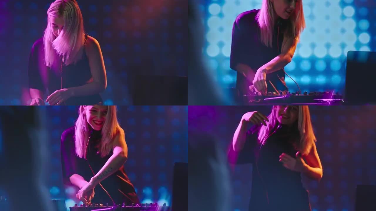 女子DJ在夜总会玩甲板