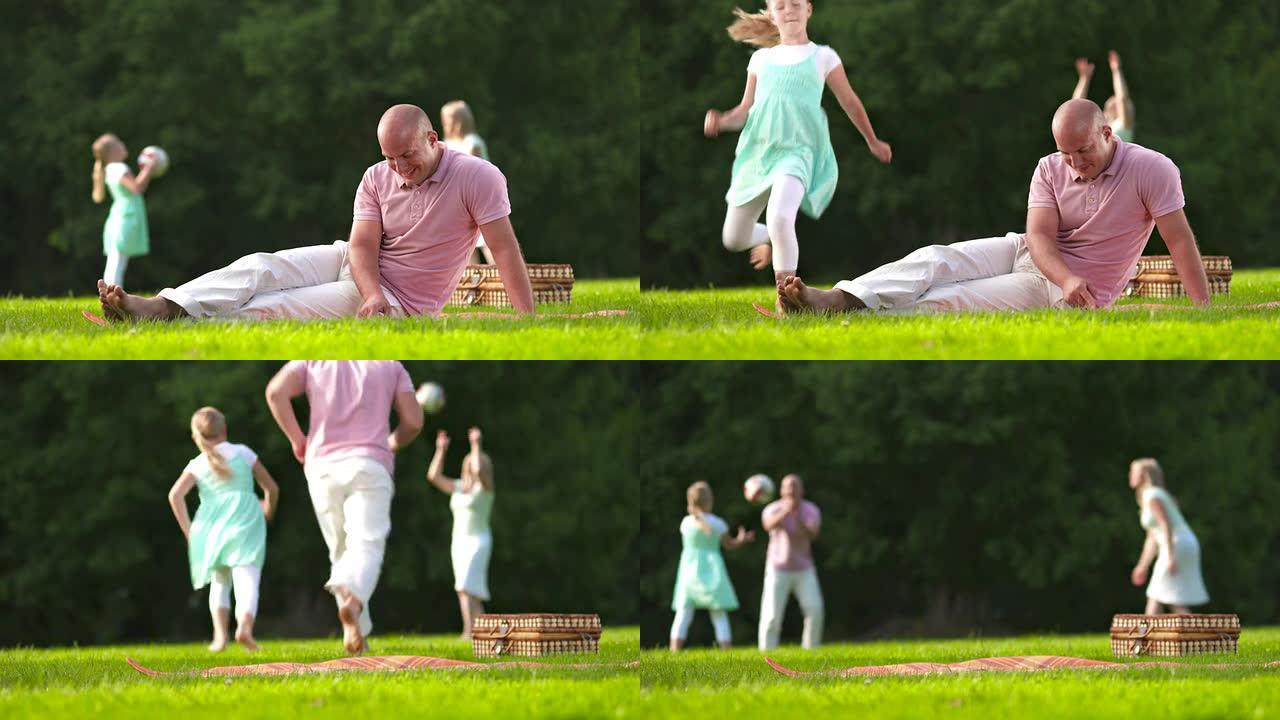 高清多莉: 家人在野餐上玩得很开心