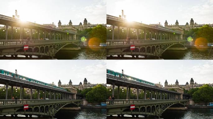巴黎塞纳河上的比尔-哈基姆桥的交通