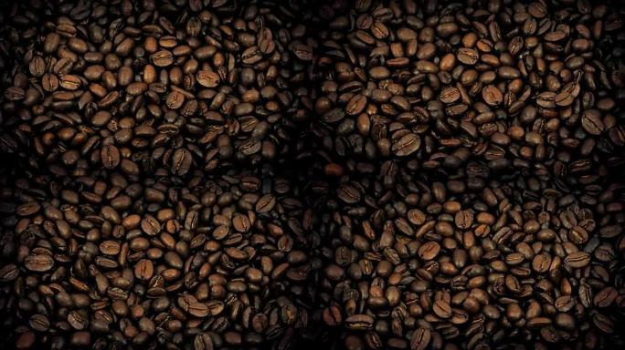 咖啡豆缓慢旋转