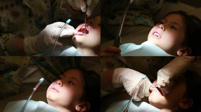 儿童在牙医处的特写镜头