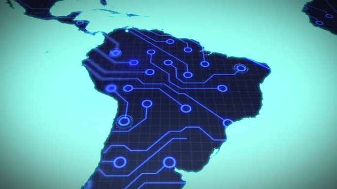 蓝色背景上的南美洲电路板