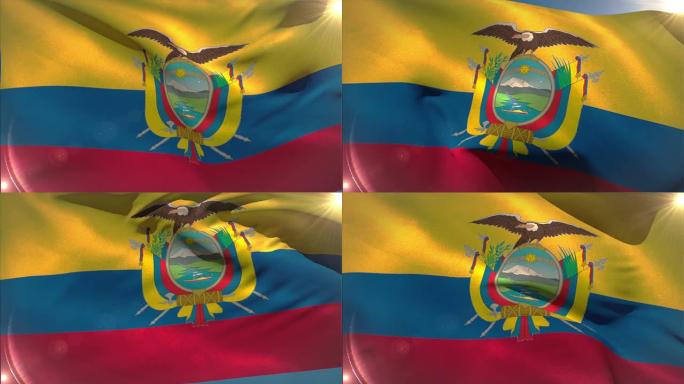 大厄瓜多尔国旗挥舞