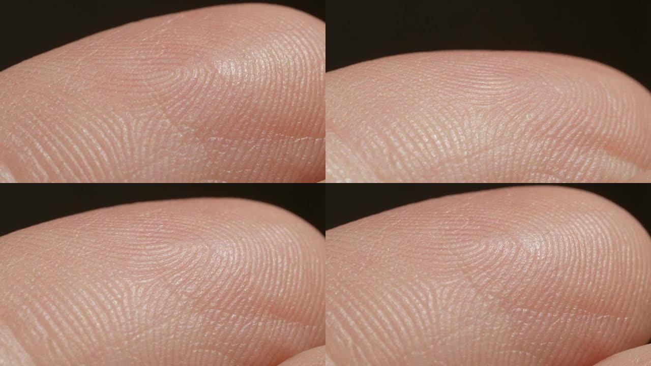 特写宏: 高加索指数皮肤模式指纹的细节
