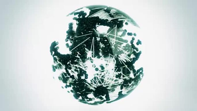 玻璃球内部的分子/网络连接。