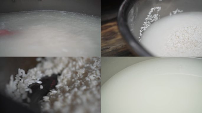 美食原料制作糯米浸泡后粉碎制作米浆过程