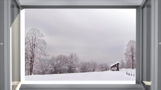 冬天开窗视频素材三维动画3d