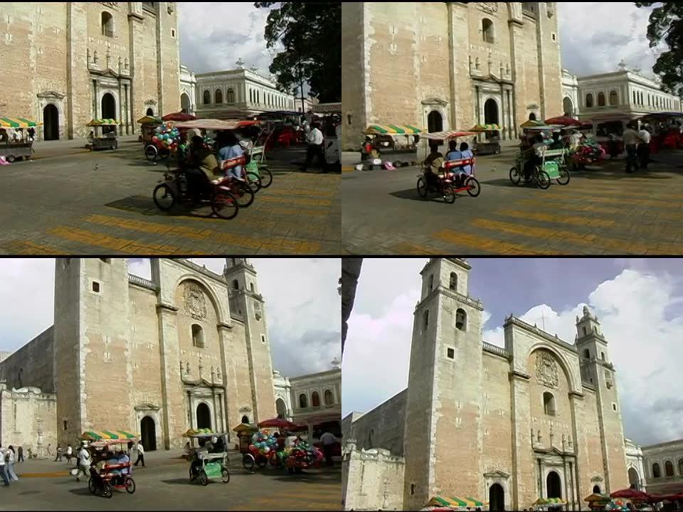 梅里达尤卡坦墨西哥教堂和广场