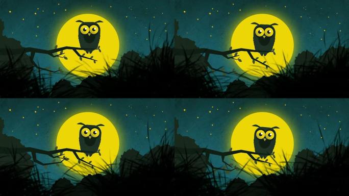卡通猫头鹰在星夜2