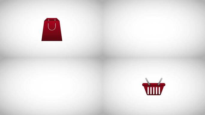 购物袋篮子和礼品盒电子商务数字符号