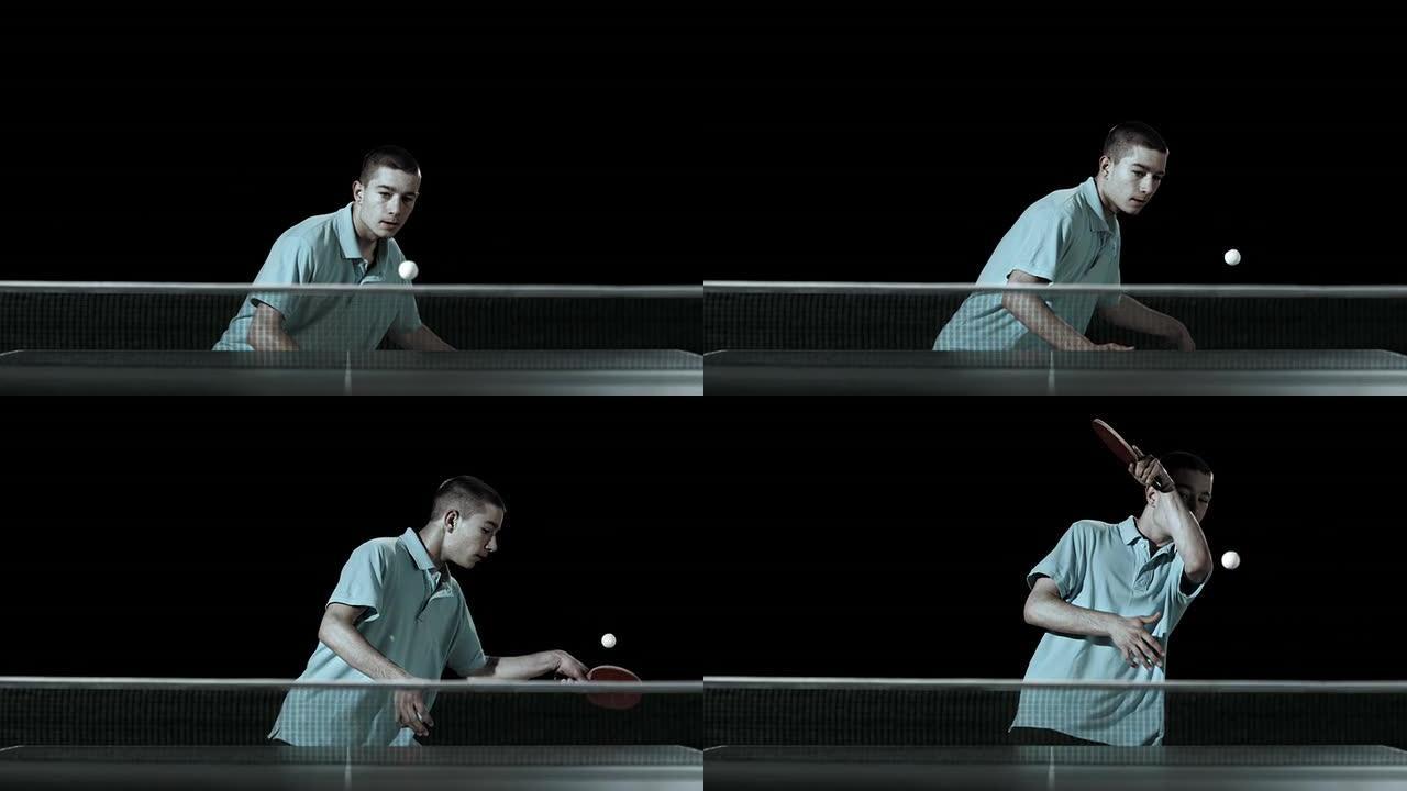 高清超慢动作: 青少年打乒乓球