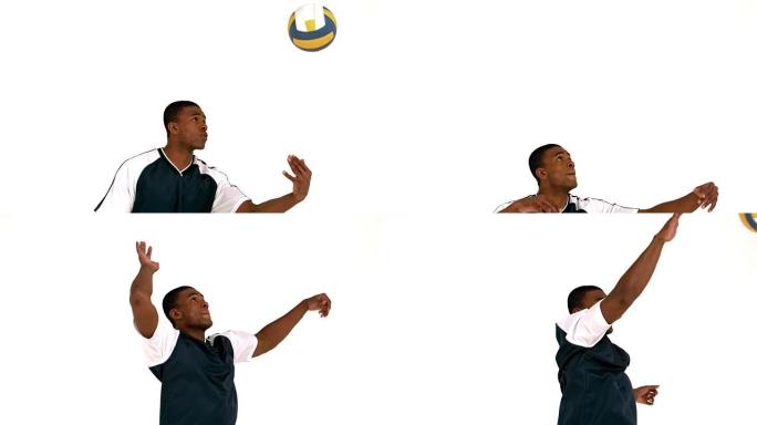 男子打排球扣球抠像素材非裔选手