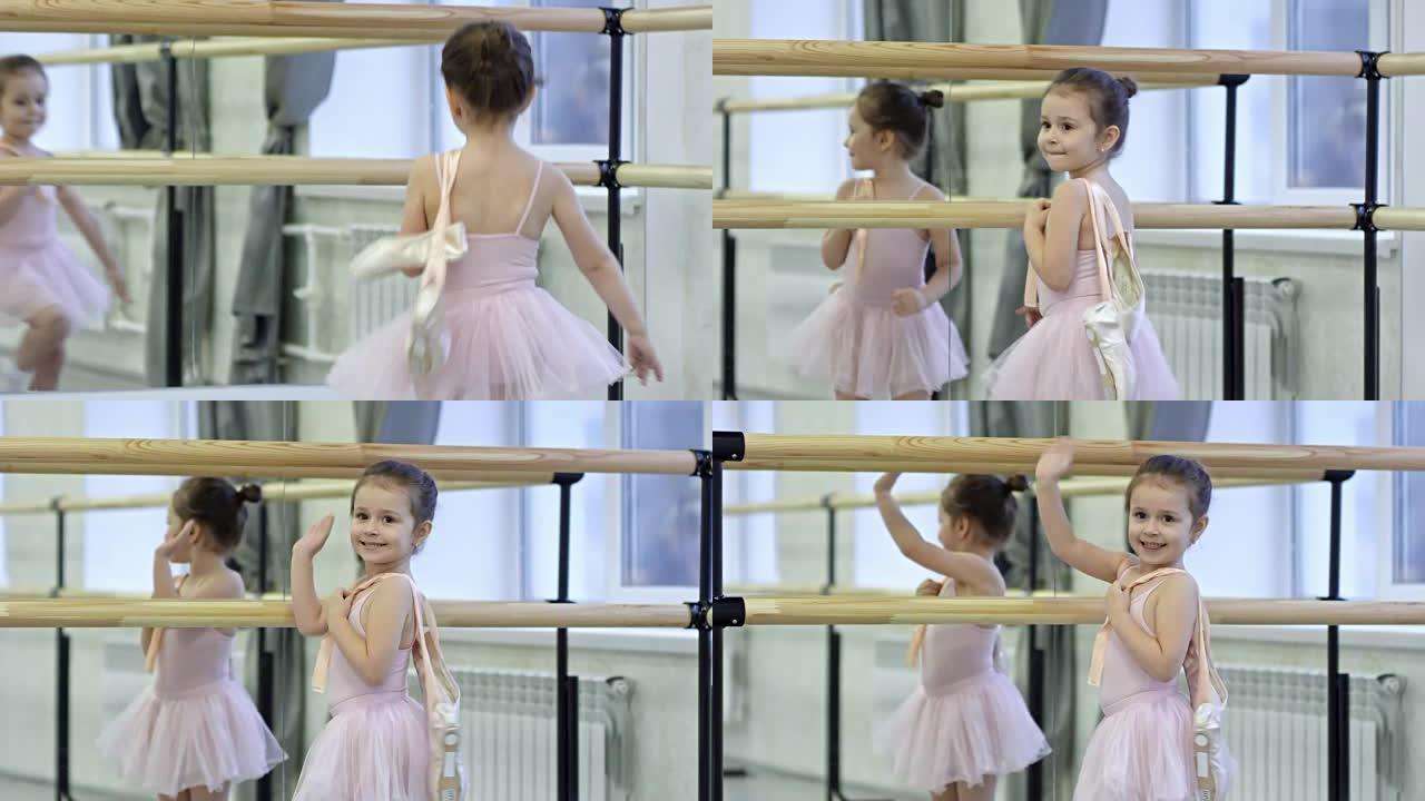 芭蕾舞课前的小女孩