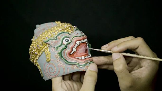 4k泰国Khon面具 (哈努曼) 室内纪念品美术绘画。
