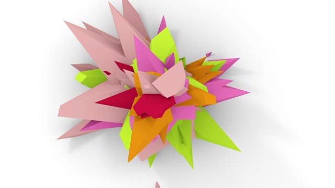 4K.抽象数字花。粉色、绿色和橙色的版本。无缝循环。