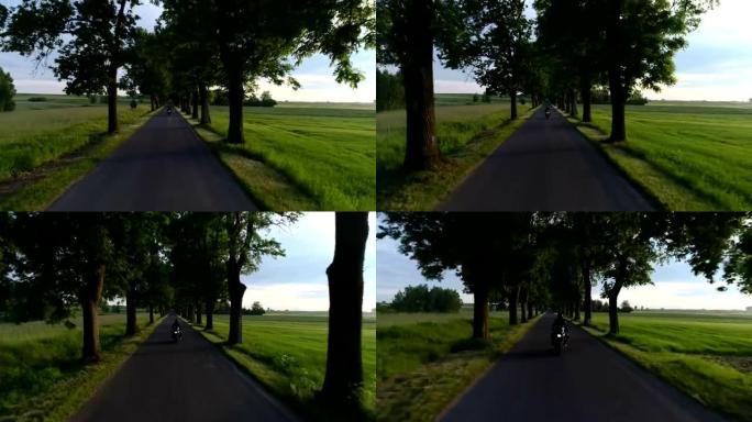 骑摩托车旅行。乡村景观