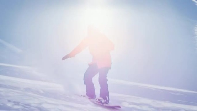 在阳光明媚的冬日里，穷乡僻壤的滑雪板