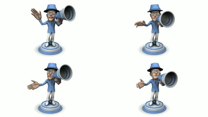 一个有牛角的商人的泡泡头