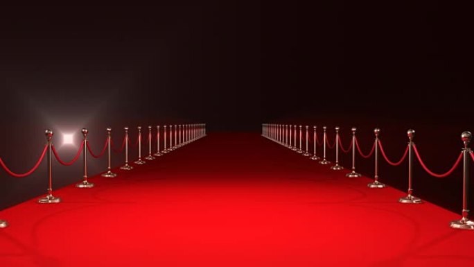 红地毯，聚光灯在黑色背景下