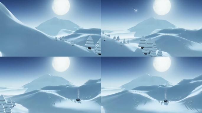 雪山抽象动画月球