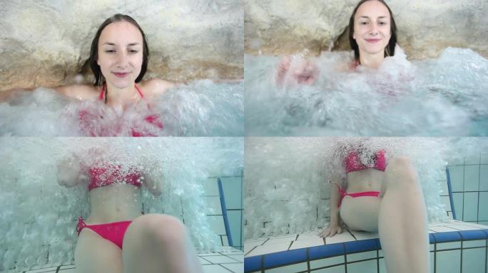 热水浴缸里的年轻女人