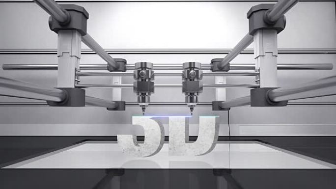 3D打印机，制作错字 '3D' 3D扫描仪动画。