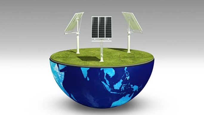地球改变太阳能电池板，环保能源。
