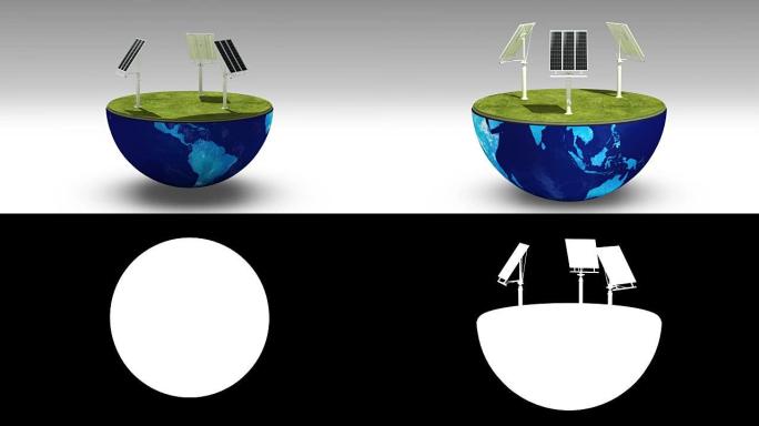 地球改变太阳能电池板，环保能源。